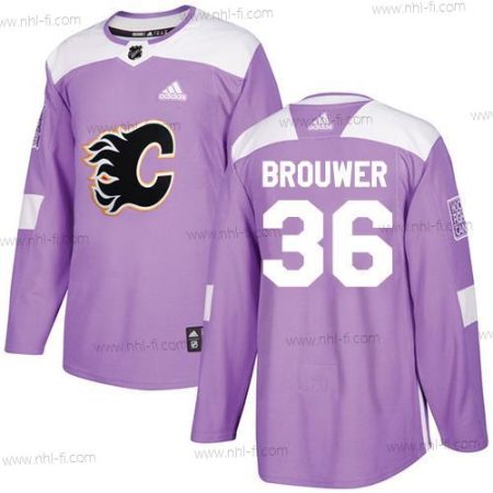 Adidas Calgary Flames #36 Troy Brouwer Violetti Aito Taistelee syöpää vastaan Ommeltu NHL Paita – Miesten