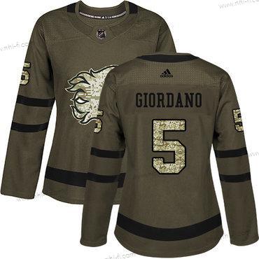 Adidas Calgary Flames #5 Mark Giordano Vihreä Salute to Service Ommeltu NHL Paita – Naisten