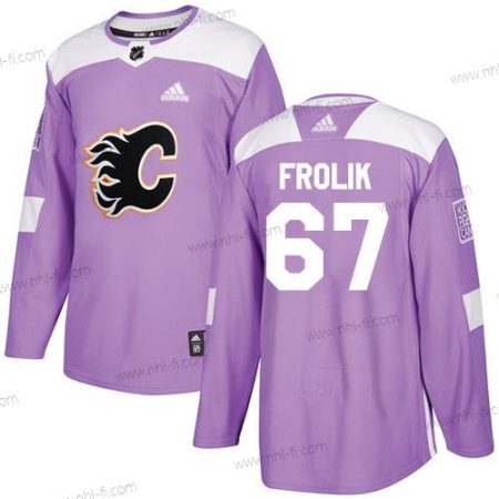 Adidas Calgary Flames #67 Michael Frolik Violetti Aito Taistelee syöpää vastaan Ommeltu NHL Paita – Miesten