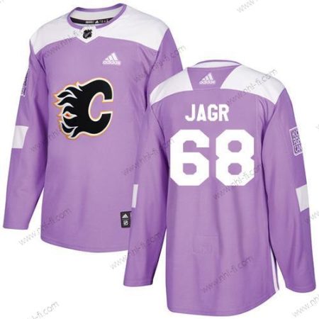 Adidas Calgary Flames #68 Jaromir Jagr Violetti Aito Taistelee syöpää vastaan Ommeltu NHL Paita – Miesten