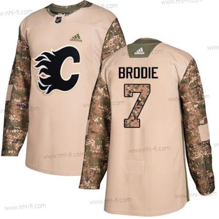 Adidas Calgary Flames #7 Tj Brodie Maastokuvio Aito 2017 Veterans Day Ommeltu NHL Paita – Miesten