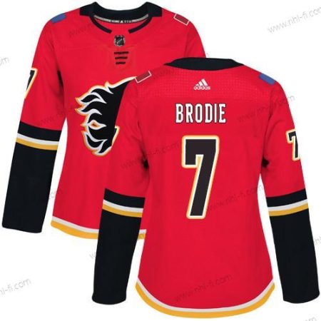 Adidas Calgary Flames #7 Tj Brodie Punainen Kotiottelu Aito Ommeltu NHL Paita – Naisten