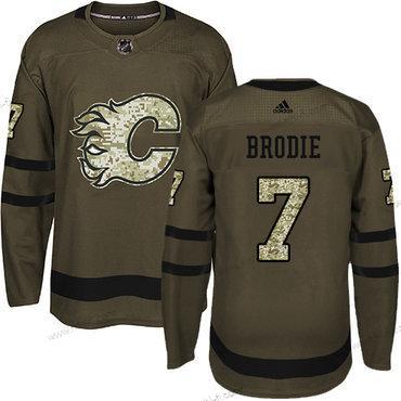 Adidas Calgary Flames #7 Tj Brodie Vihreä Salute to Service Ommeltu NHL Paita – Nuoret