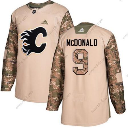 Adidas Calgary Flames #9 Lanny Mcdonald Maastokuvio Aito 2017 Veterans Day Ommeltu NHL Paita – Miesten