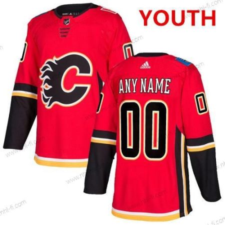 Adidas Calgary Flames Räätälöidyt Aito Punainen Kotiottelu NHL Paita – Nuoret