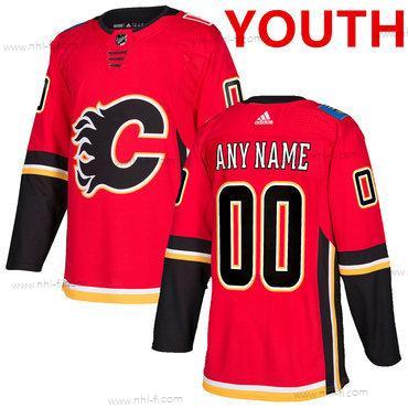 Adidas Calgary Flames Räätälöidyt Punainen Kotiottelu 2017-2018 Jääkiekko Ommeltu NHL Paita – Nuoret