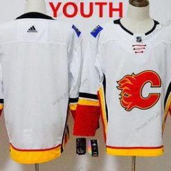 Adidas Calgary Flames Räätälöidyt Valkoinen Kotiottelu 2017-2018 Jääkiekko Ommeltu NHL Paita – Nuoret