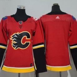 Adidas Calgary Flames Tyhjä Punainen Kotiottelu Aito Ommeltu NHL Paita – Naisten