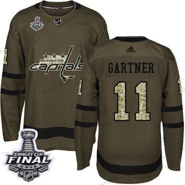 Adidas Capitals #11 Mike Gartner Vihreä Salute to Service 2018 Stanley Cup Final Ommeltu NHL Paita – Miesten