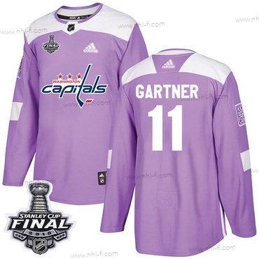 Adidas Capitals #11 Mike Gartner Violetti Aito Taistelee syöpää vastaan 2018 Stanley Cup Final Ommeltu NHL Paita – Miesten