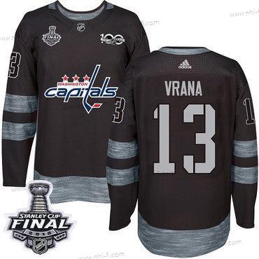 Adidas Capitals #13 Jakub Vrana Musta 1917-2017 100th Vuosipäivä 2018 Stanley Cup Final Ommeltu NHL Paita – Miesten