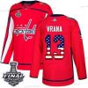 Adidas Capitals #13 Jakub Vrana Punainen Kotiottelu Aito USA Flag 2018 Stanley Cup Final Ommeltu NHL Paita – Miesten