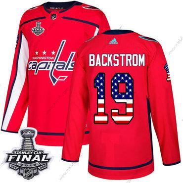 Adidas Capitals #19 Nicklas Backstrom Punainen Kotiottelu Aito USA Flag 2018 Stanley Cup Final Ommeltu NHL Paita – Miesten