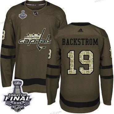 Adidas Capitals #19 Nicklas Backstrom Vihreä Salute to Service 2018 Stanley Cup Final Ommeltu NHL Paita – Miesten