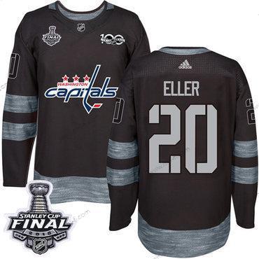 Adidas Capitals #20 Lars Eller Musta 1917-2017 100th Vuosipäivä 2018 Stanley Cup Final Ommeltu NHL Paita – Miesten