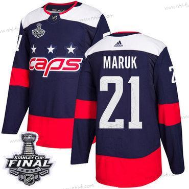 Adidas Capitals #21 Dennis Maruk Laivastonsininen Aito 2018 Stadium Series Stanley Cup Final Ommeltu NHL Paita – Miesten