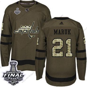 Adidas Capitals #21 Dennis Maruk Vihreä Salute to Service 2018 Stanley Cup Final Ommeltu NHL Paita – Miesten