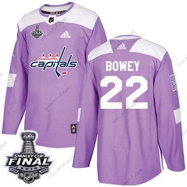 Adidas Capitals #22 Madison Bowey Violetti Aito Taistelee syöpää vastaan 2018 Stanley Cup Final Ommeltu NHL Paita – Miesten