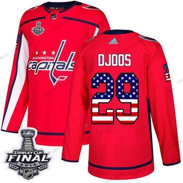 Adidas Capitals #29 Christian Djoos Punainen Kotiottelu Aito USA Flag 2018 Stanley Cup Final Ommeltu NHL Paita – Miesten