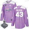 Adidas Capitals #43 Tom Wilson Violetti Aito Taistelee syöpää vastaan 2018 Stanley Cup Final Ommeltu NHL Paita – Miesten