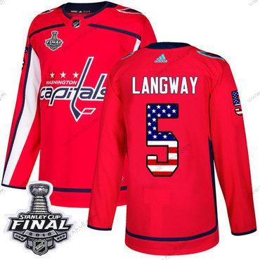 Adidas Capitals #5 Rod Langway Punainen Kotiottelu Aito USA Flag 2018 Stanley Cup Final Ommeltu NHL Paita – Miesten