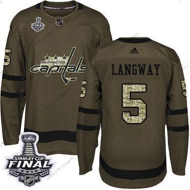 Adidas Capitals #5 Rod Langway Vihreä Salute to Service 2018 Stanley Cup Final Ommeltu NHL Paita – Miesten