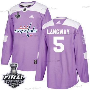 Adidas Capitals #5 Rod Langway Violetti Aito Taistelee syöpää vastaan 2018 Stanley Cup Final Ommeltu NHL Paita – Miesten