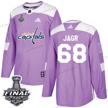 Adidas Capitals #68 Jaromir Jagr Violetti Aito Taistelee syöpää vastaan 2018 Stanley Cup Final Ommeltu NHL Paita – Miesten