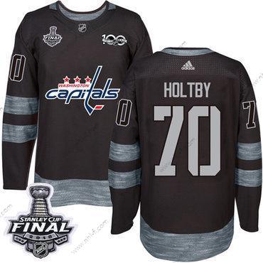 Adidas Capitals #70 Braden Holtby Musta 1917-2017 100th Vuosipäivä 2018 Stanley Cup Final Ommeltu NHL Paita – Miesten