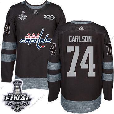 Adidas Capitals #74 John Carlson Musta 1917-2017 100th Vuosipäivä 2018 Stanley Cup Final Ommeltu NHL Paita – Miesten