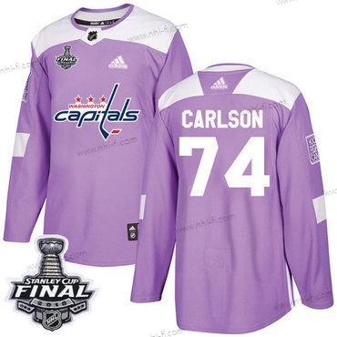 Adidas Capitals #74 John Carlson Violetti Aito Taistelee syöpää vastaan 2018 Stanley Cup Final Ommeltu NHL Paita – Miesten