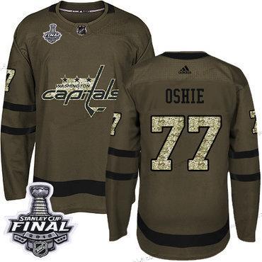 Adidas Capitals #77 T. J. Oshie Vihreä Salute to Service 2018 Stanley Cup Final Ommeltu NHL Paita – Miesten