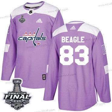 Adidas Capitals #83 Jay Beagle Violetti Aito Taistelee syöpää vastaan 2018 Stanley Cup Final Ommeltu NHL Paita – Miesten