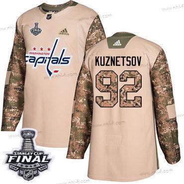 Adidas Capitals #92 Evgeny Kuznetsov Maastokuvio Aito 2017 Veterans Day 2018 Stanley Cup Final Ommeltu NHL Paita – Miesten