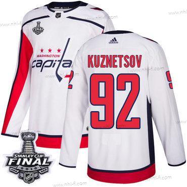 Adidas Capitals #92 Evgeny Kuznetsov Valkoinen Road Aito 2018 Stanley Cup Final Ommeltu NHL Paita – Miesten