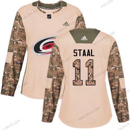 Adidas Carolina Hurricanes #11 Jordan Staal Maastokuvio Aito 2017 Veterans Day Ommeltu NHL Paita – Naisten