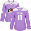 Adidas Carolina Hurricanes #11 Jordan Staal Violetti Aito Taistelee syöpää vastaan Ommeltu NHL Paita – Naisten