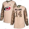 Adidas Carolina Hurricanes #14 Justin Williams Maastokuvio Aito 2017 Veterans Day Ommeltu NHL Paita – Miesten