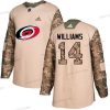 Adidas Carolina Hurricanes #14 Justin Williams Maastokuvio Aito 2017 Veterans Day Ommeltu NHL Paita – Nuoret