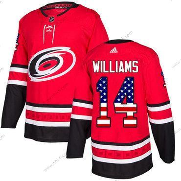 Adidas Carolina Hurricanes #14 Justin Williams Punainen Kotiottelu Aito USA Flag Ommeltu NHL Paita – Miesten