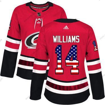 Adidas Carolina Hurricanes #14 Justin Williams Punainen Kotiottelu Aito USA Flag Ommeltu NHL Paita – Naisten