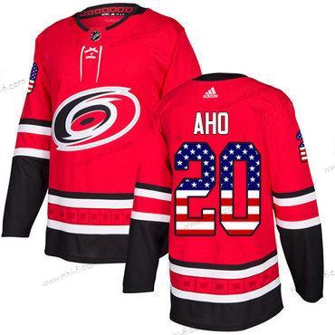 Adidas Carolina Hurricanes #20 Sebastian Aho Punainen Kotiottelu Aito USA Flag Ommeltu NHL Paita – Miesten