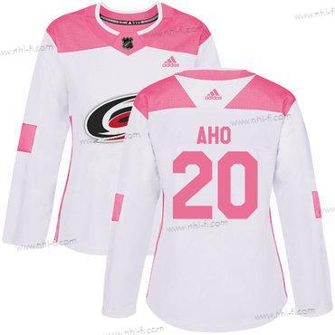 Adidas Carolina Hurricanes #20 Sebastian Aho Valkoinen Pinkki Aito Ommeltu NHL Paita – Naisten