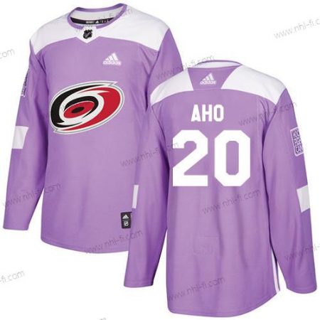 Adidas Carolina Hurricanes #20 Sebastian Aho Violetti Aito Taistelee syöpää vastaan Ommeltu NHL Paita – Nuoret