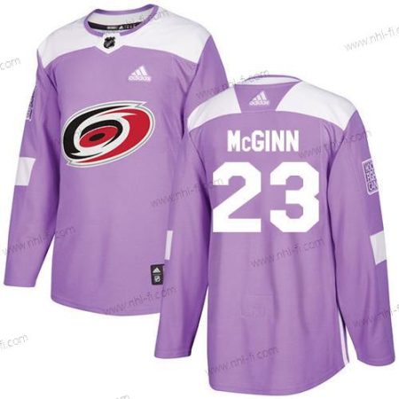 Adidas Carolina Hurricanes #23 Brock Mcginn Violetti Aito Taistelee syöpää vastaan Ommeltu NHL Paita – Miesten