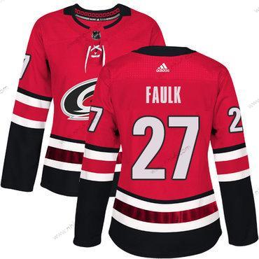 Adidas Carolina Hurricanes #27 Justin Faulk Punainen Kotiottelu Aito Ommeltu NHL Paita – Naisten