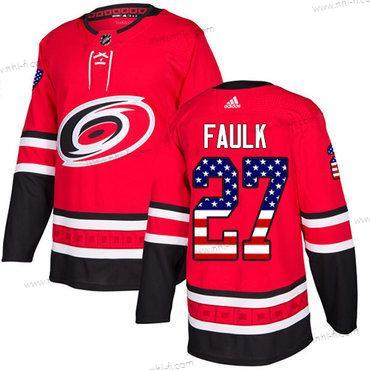 Adidas Carolina Hurricanes #27 Justin Faulk Punainen Kotiottelu Aito USA Flag Ommeltu NHL Paita – Miesten