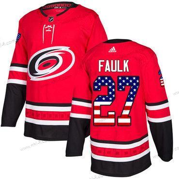 Adidas Carolina Hurricanes #27 Justin Faulk Punainen Kotiottelu Aito USA Flag Ommeltu NHL Paita – Nuoret