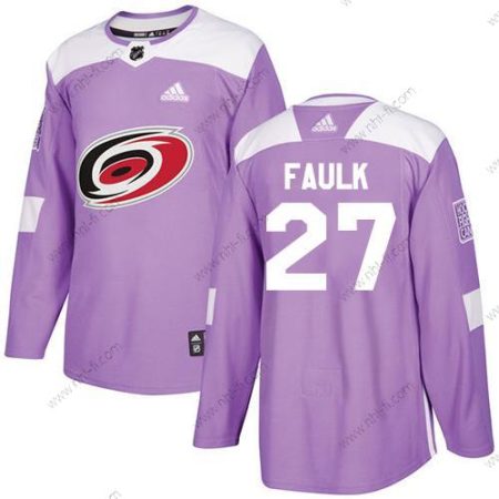 Adidas Carolina Hurricanes #27 Justin Faulk Violetti Aito Taistelee syöpää vastaan Ommeltu NHL Paita – Miesten