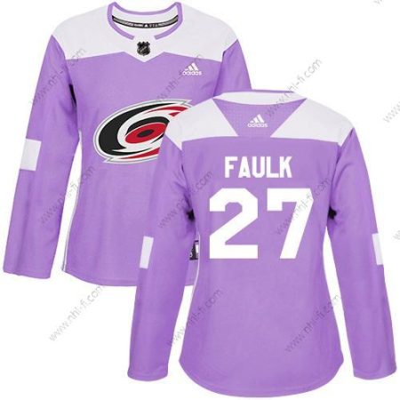 Adidas Carolina Hurricanes #27 Justin Faulk Violetti Aito Taistelee syöpää vastaan Ommeltu NHL Paita – Naisten